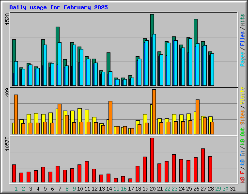 Daily usage for February 2025