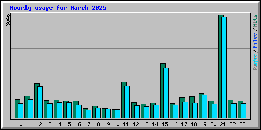 Hourly usage for March 2025